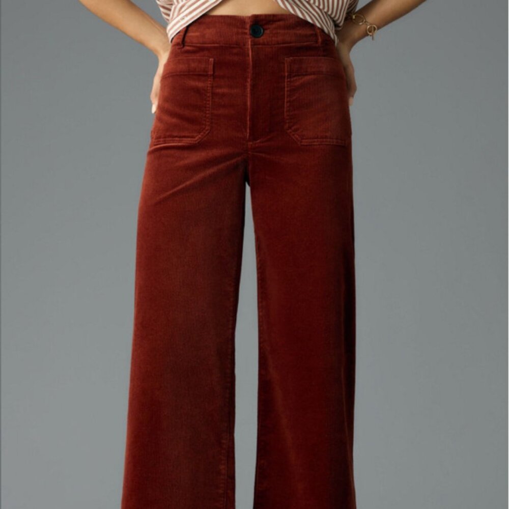 Very Good, The Colette Cropped Wide-Leg Corduroy Pants, Cinnamon, 30